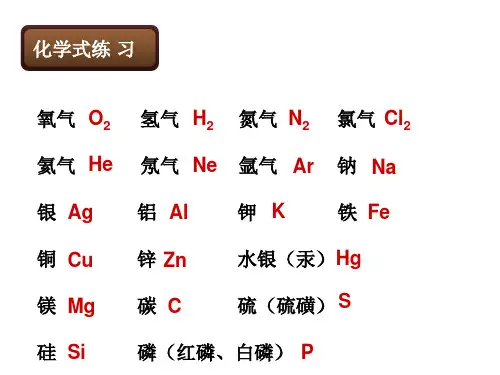初中化学常见物质化学式的书写练习