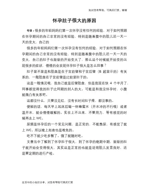 怀孕肚子很大的原因