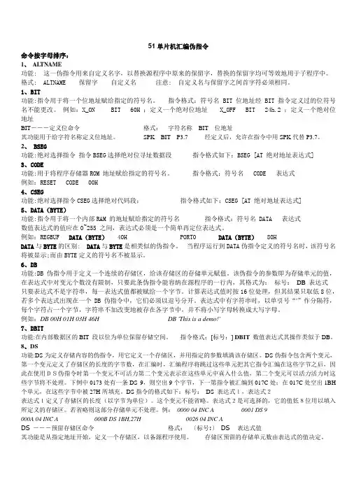 C51 汇编伪指令