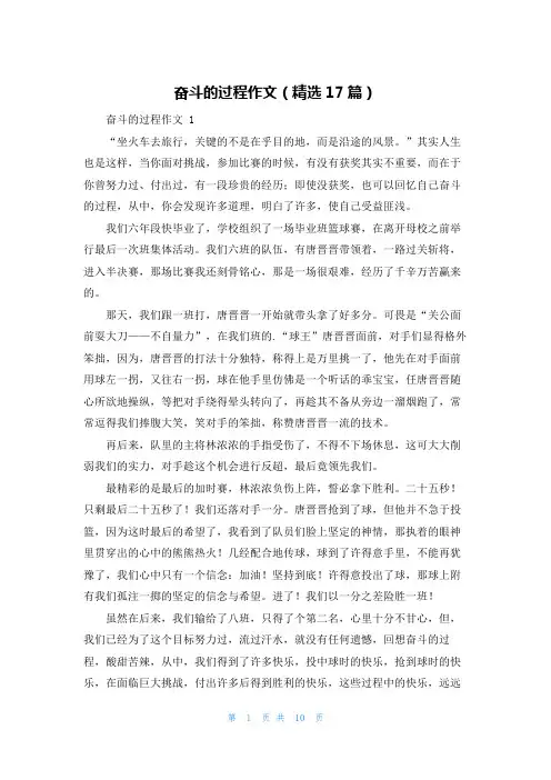 奋斗的过程作文(精选17篇)