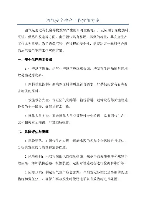 沼气安全生产工作实施方案
