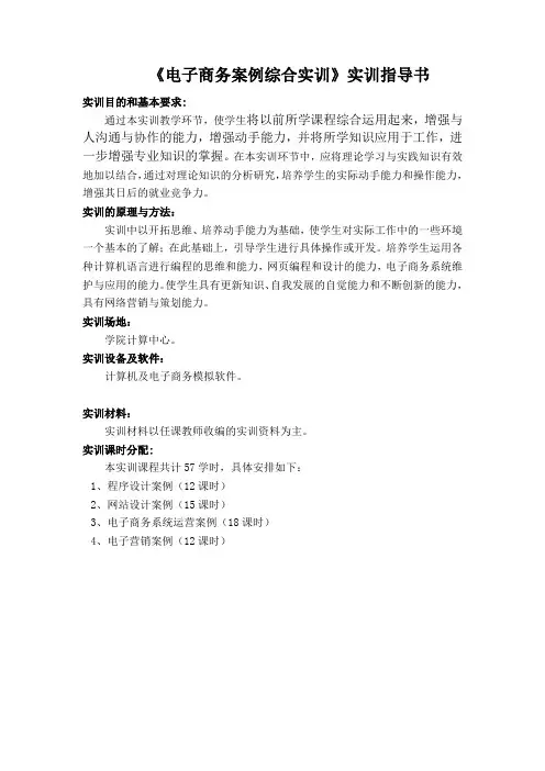 《电子商务案例综合实训》实训指导书