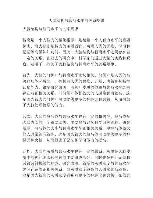 大脑结构与智商水平的关系规律