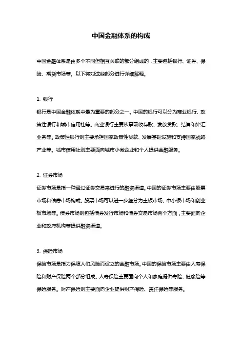 中国金融体系的构成