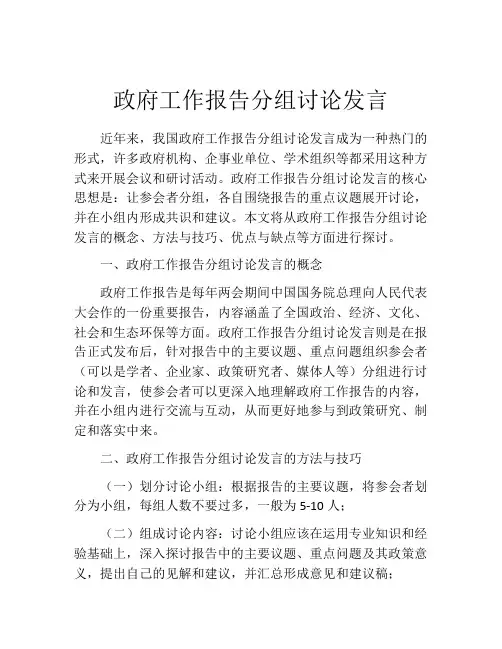 政府工作报告分组讨论发言
