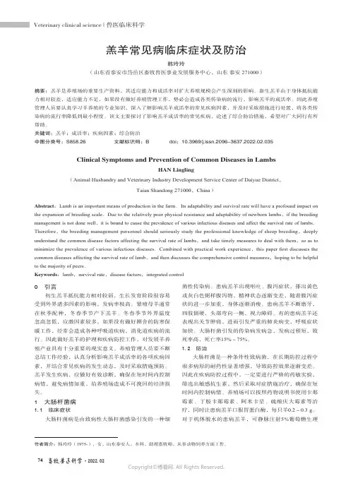 羔羊常见病临床症状及防治