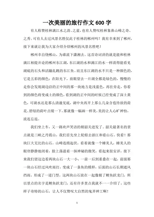 一次美丽的旅行作文600字(精编版)