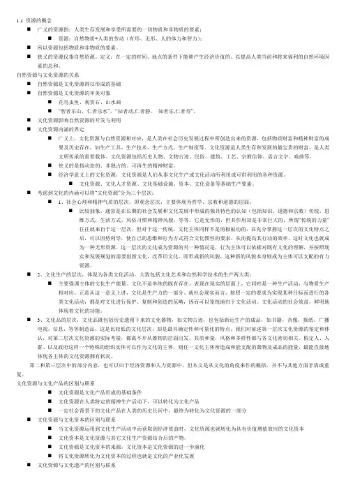 文化资源学考试重点