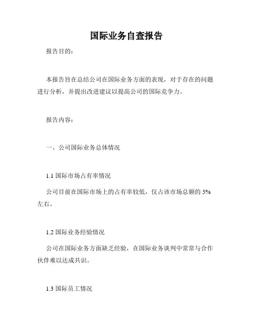 国际业务自查报告