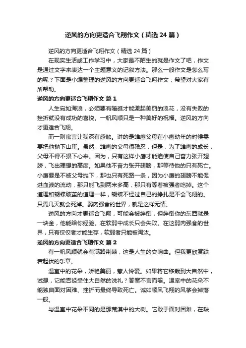 逆风的方向更适合飞翔作文（精选24篇）