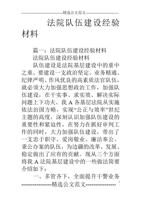 法院队伍建设经验材料