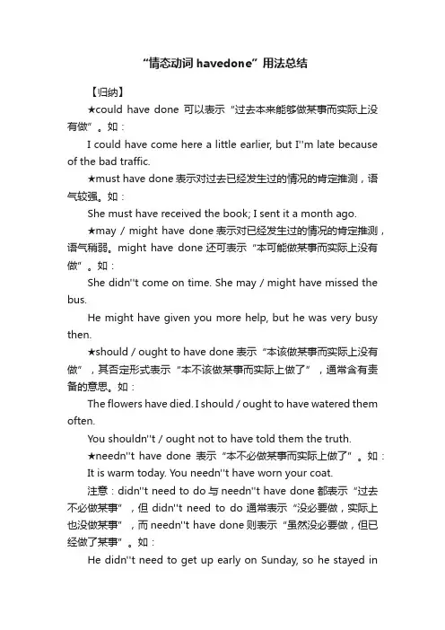 “情态动词havedone”用法总结