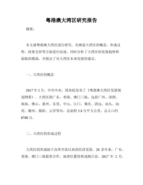 粤港澳大湾区研究报告