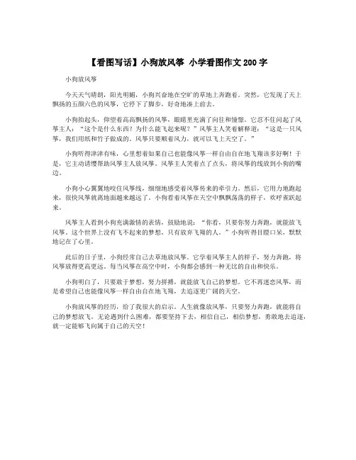 【看图写话】小狗放风筝 小学看图作文200字