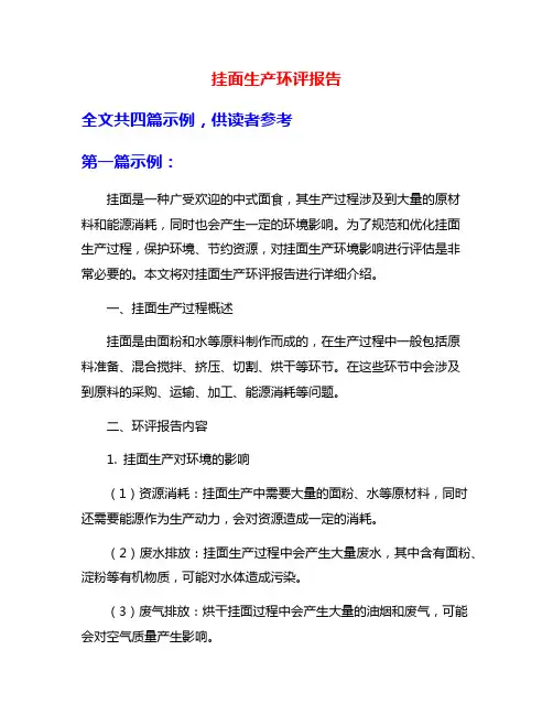 挂面生产环评报告