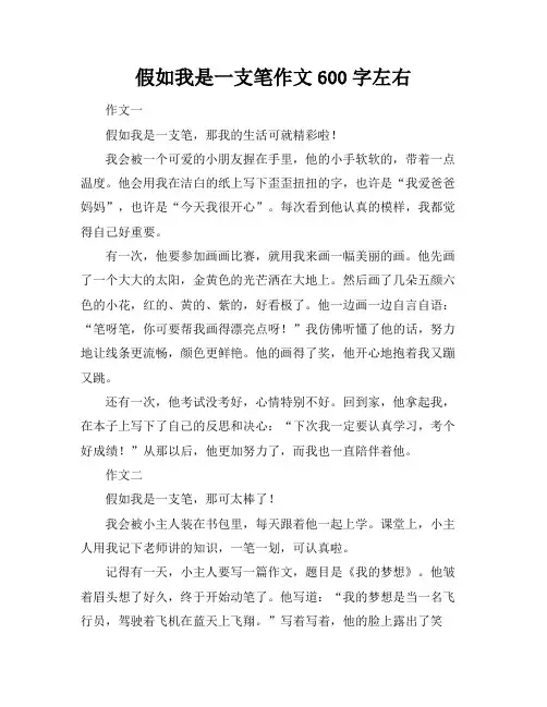假如我是一支笔作文600字左右