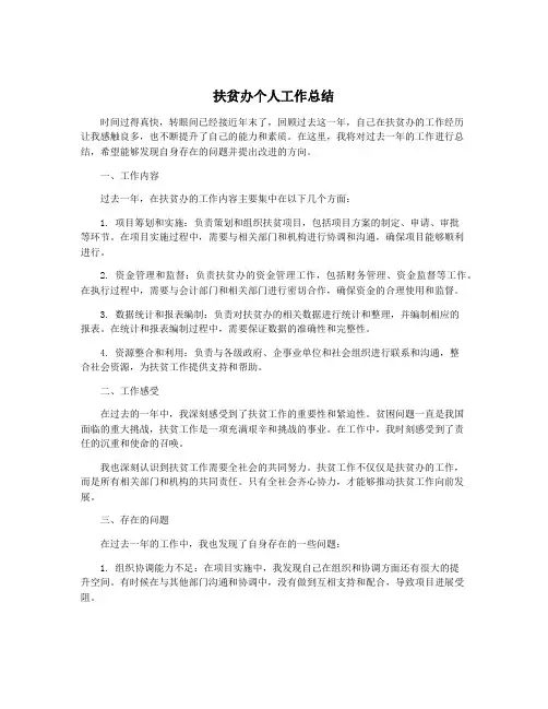 扶贫办个人工作总结