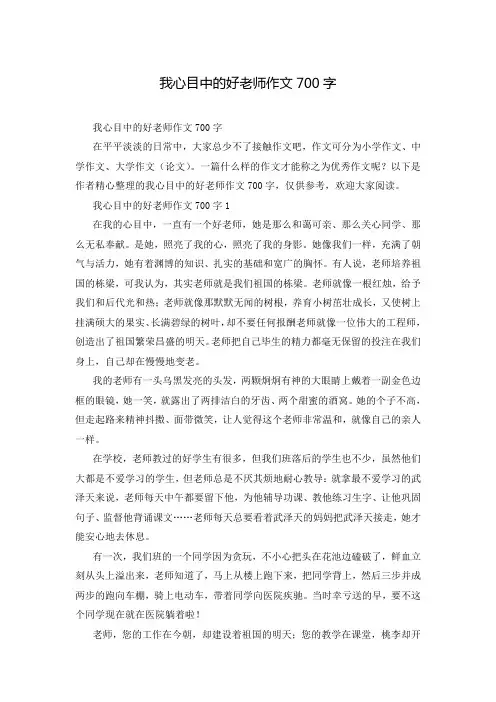 我心目中的好老师作文700字