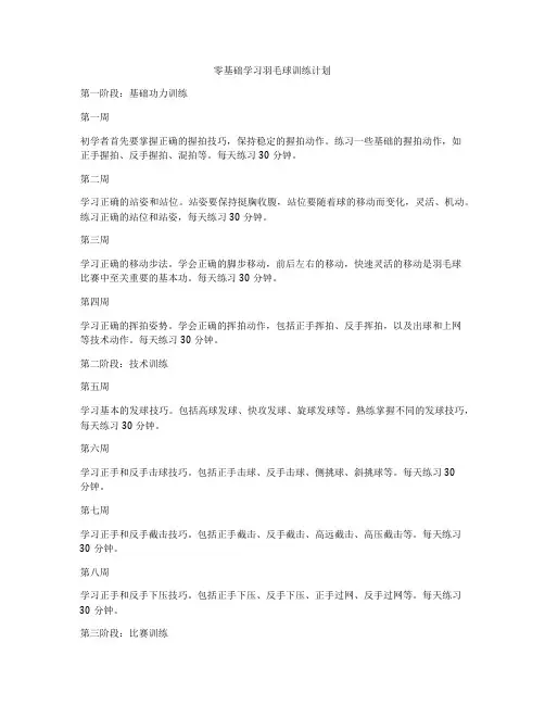 零基础学习羽毛球训练计划
