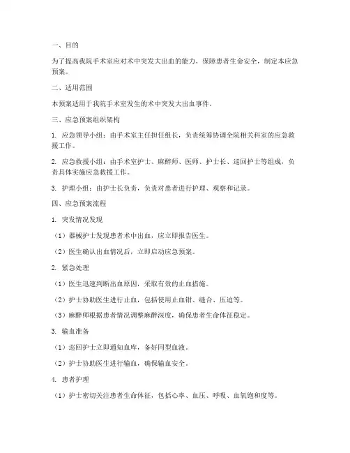 术中突发大出血应急预案