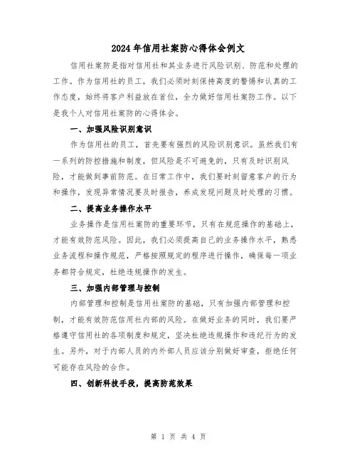 2024年信用社案防心得体会例文(2篇)