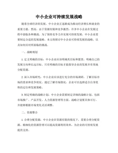中小企业可持续发展战略