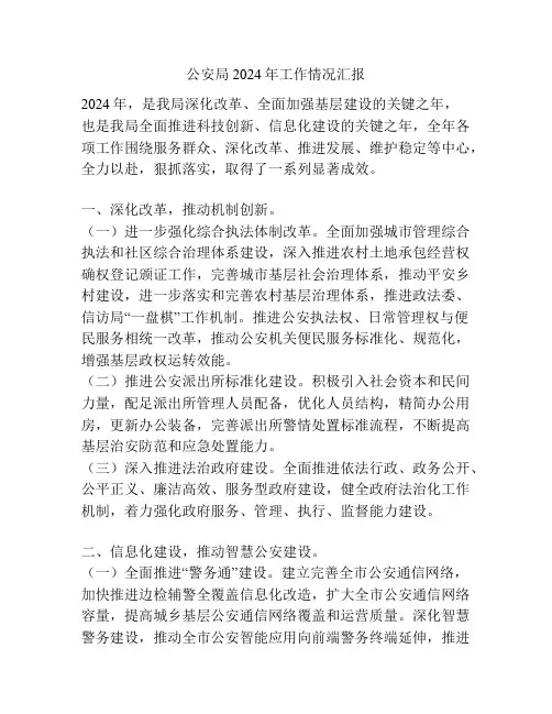 公安局2024年工作情况汇报