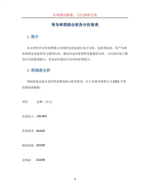 青岛啤酒综合财务分析报表