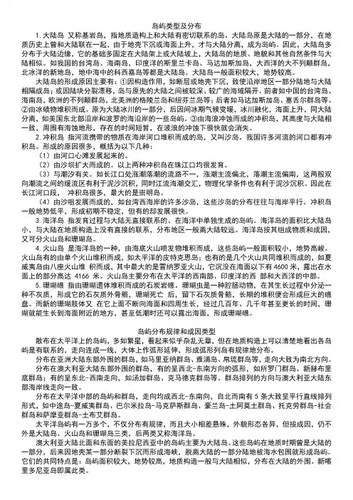 岛屿成因、类型介绍
