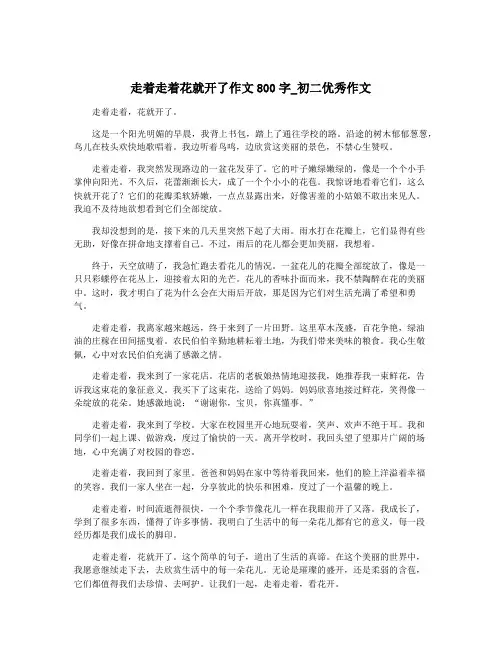 走着走着花就开了作文800字_初二优秀作文