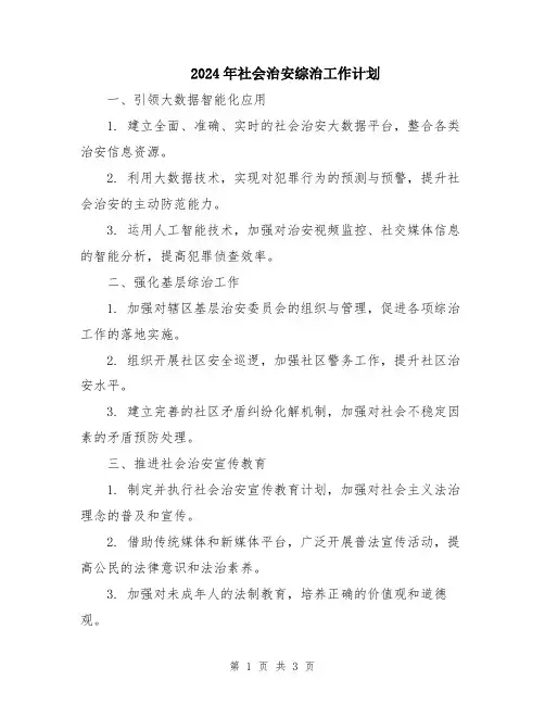 2024年社会治安综治工作计划