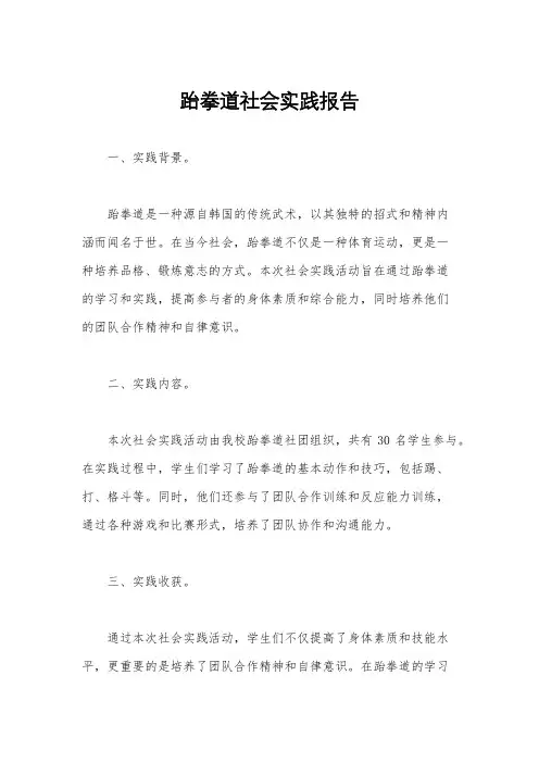 跆拳道社会实践报告