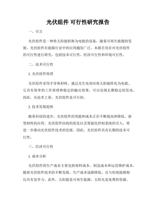光伏组件 可行性研究报告