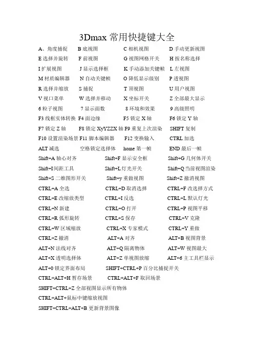 3Dmax常用快捷键大全