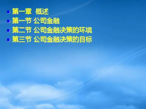 第一章公司金融概述