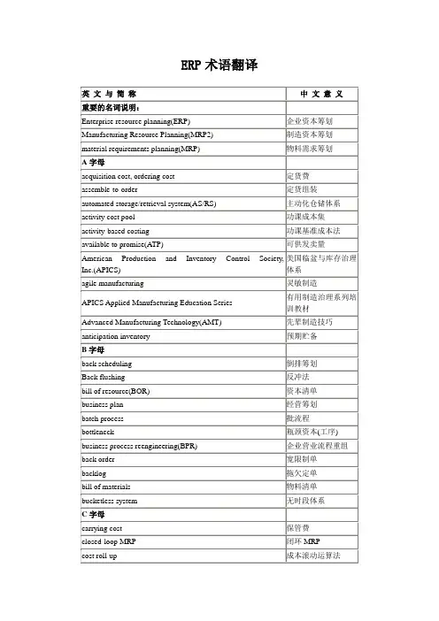 ERP术语翻译