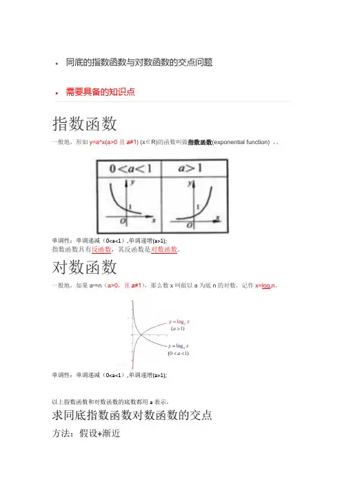 同底的指数函数与对数函数的交点问题