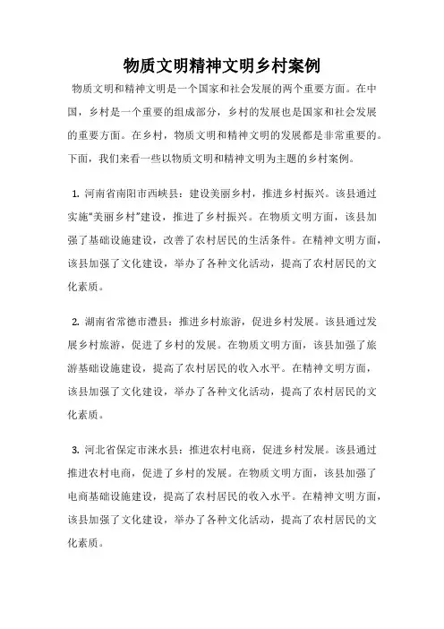 物质文明精神文明乡村案例