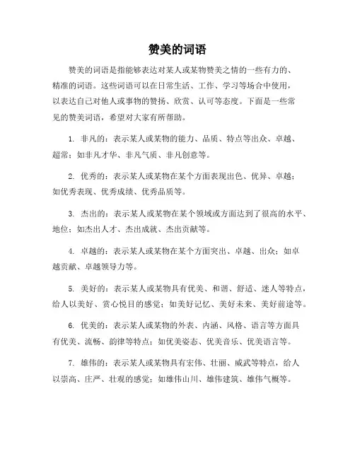 赞美的词语