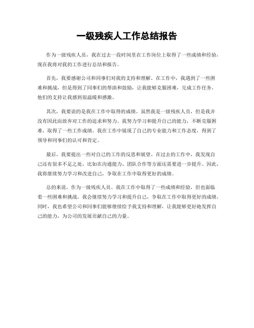 一级残疾人工作总结报告