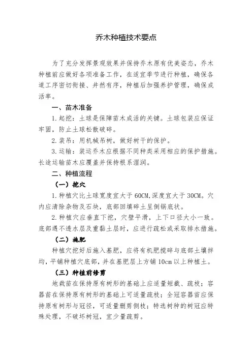 乔木种植技术要点