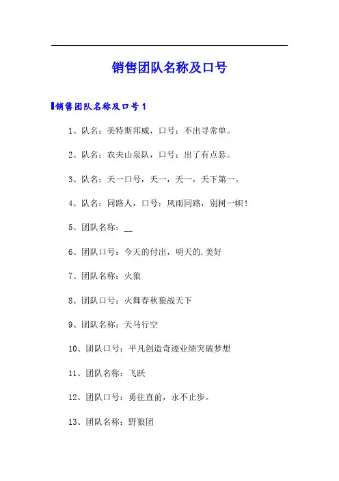 销售团队名称及口号