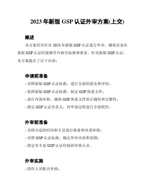 2023年新版GSP认证外审方案(上交)