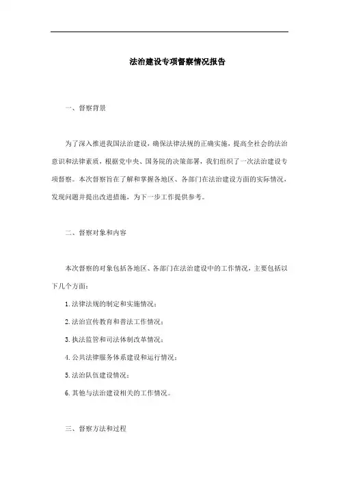 法治建设专项督察情况报告