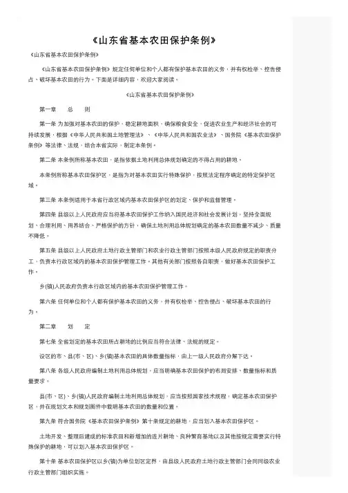 《山东省基本农田保护条例》