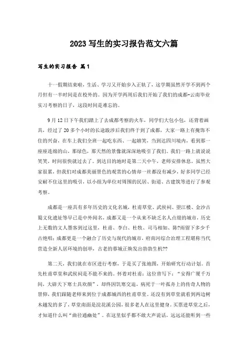2023写生的实习报告范文六篇