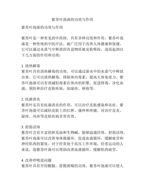 紫苏叶泡澡的功效与作用
