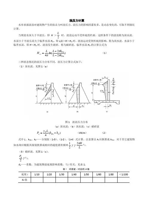 重力坝浪压力计算