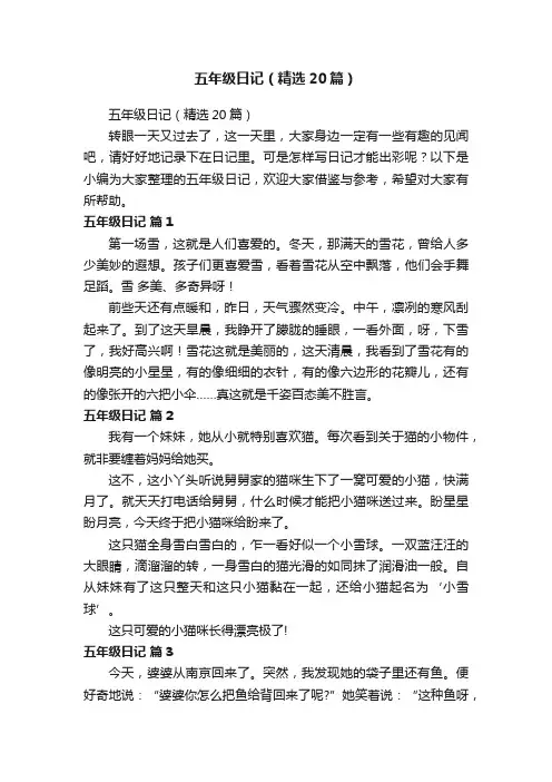 五年级日记（精选20篇）