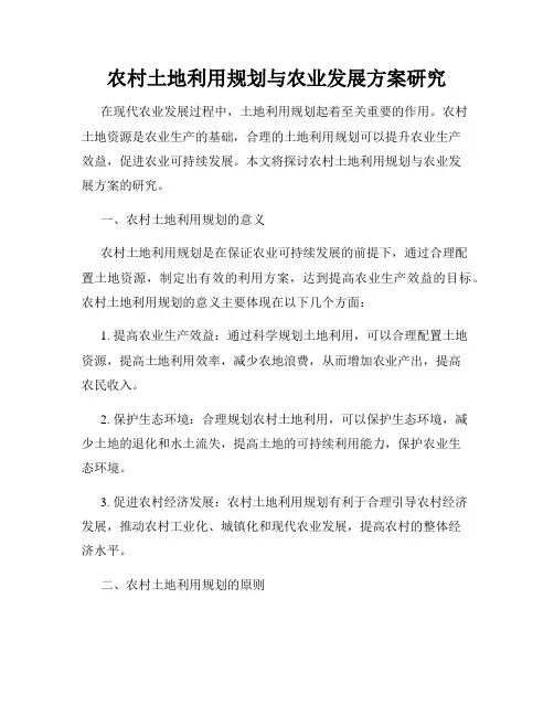 农村土地利用规划与农业发展方案研究